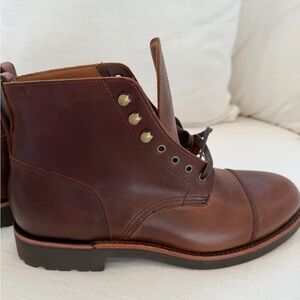 J. Crew Brown Leather Cap-Toe Lace-Up Boots
